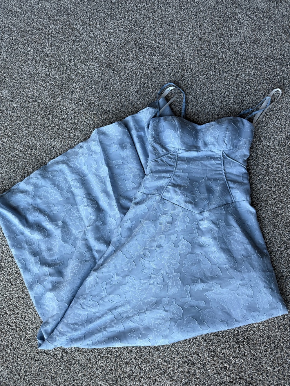 Dusty Blue Floral burnout align Dress - Picture 2 of 6